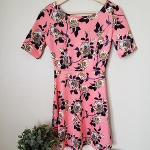 Floral Rose Print Mini Dress